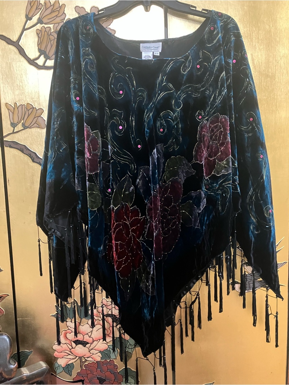 Coldwater Creek Velvet Beaded Poncho